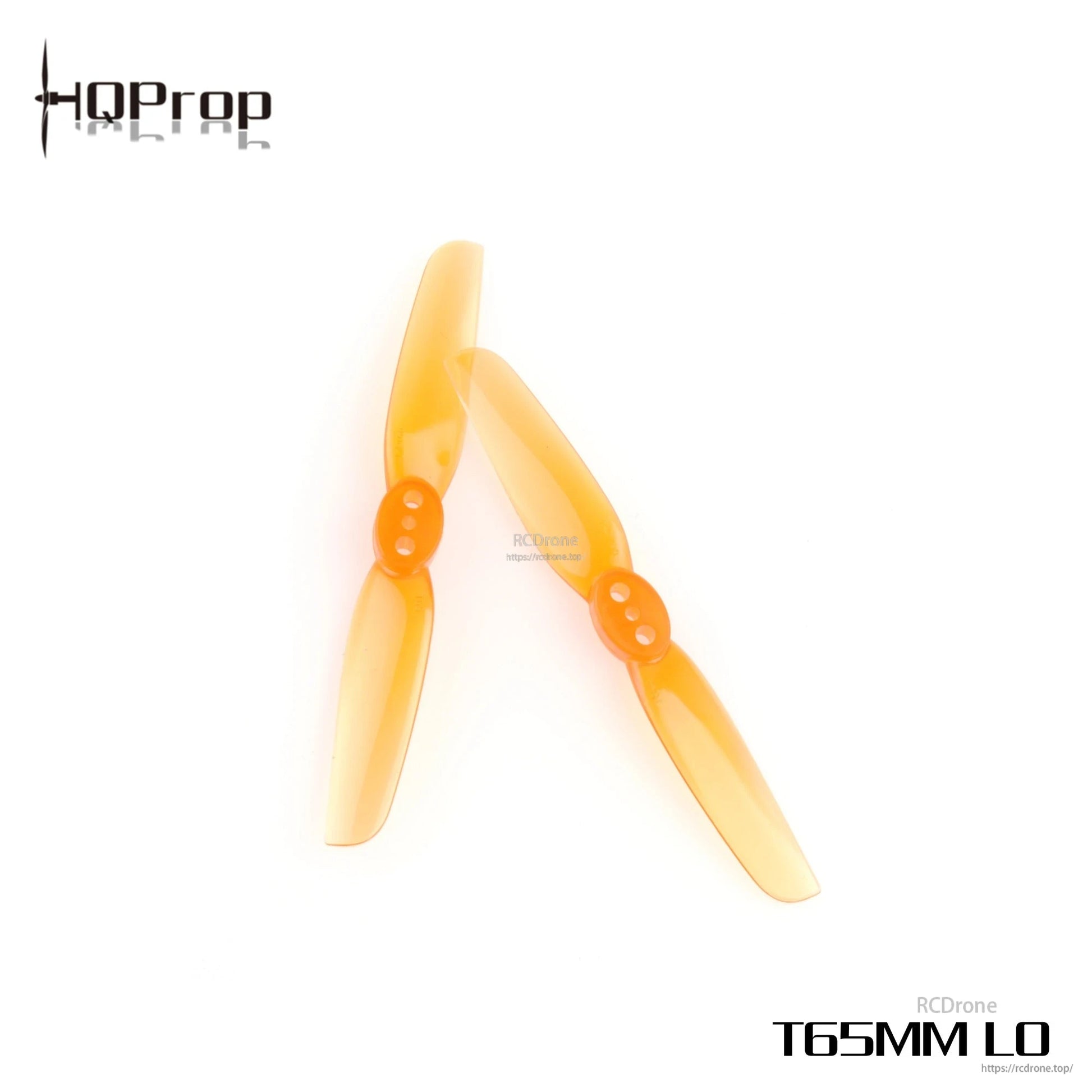 Translucent orange two-blade propeller set (T65MM LO) with three-hole mounting hub