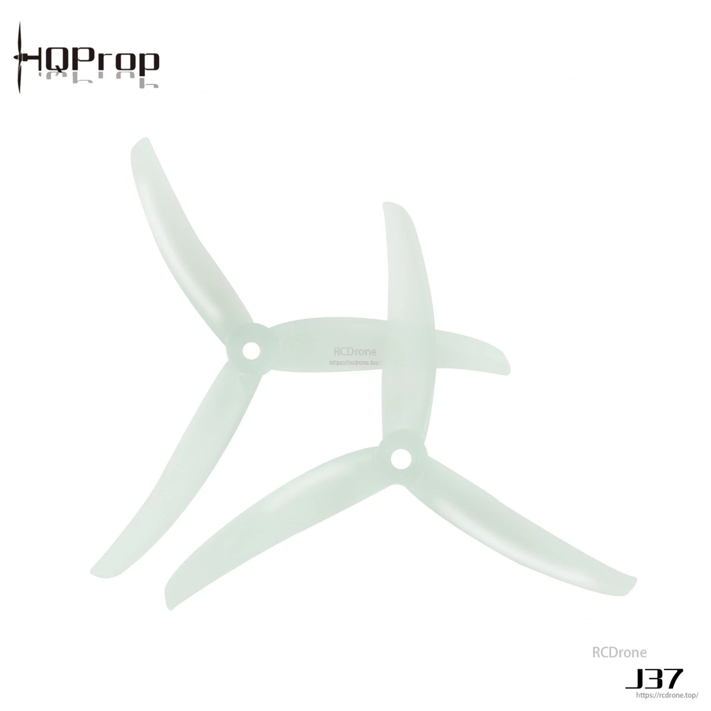 Translucent mint green 3-blade propellers, two pieces, studio shot on white