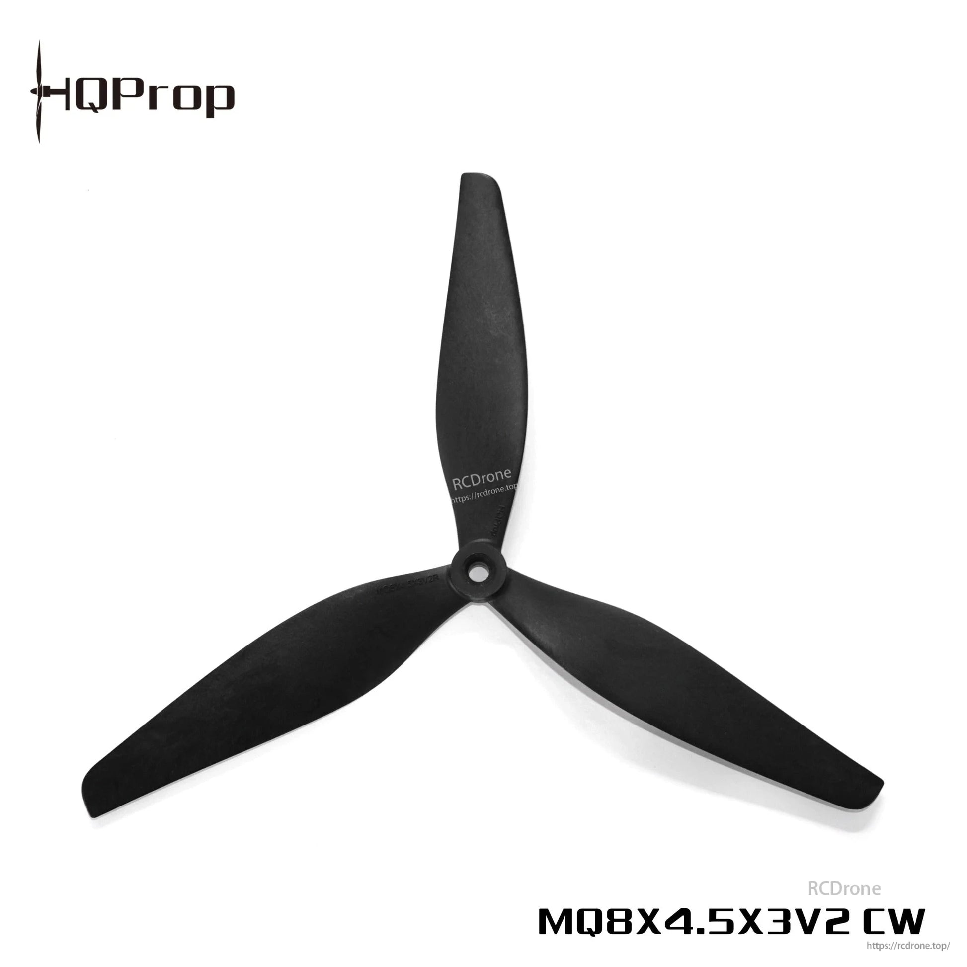 HQProp MQ8X4.5X3V2 CW 8-inch 3-blade propeller, black tri-blade with blade marking