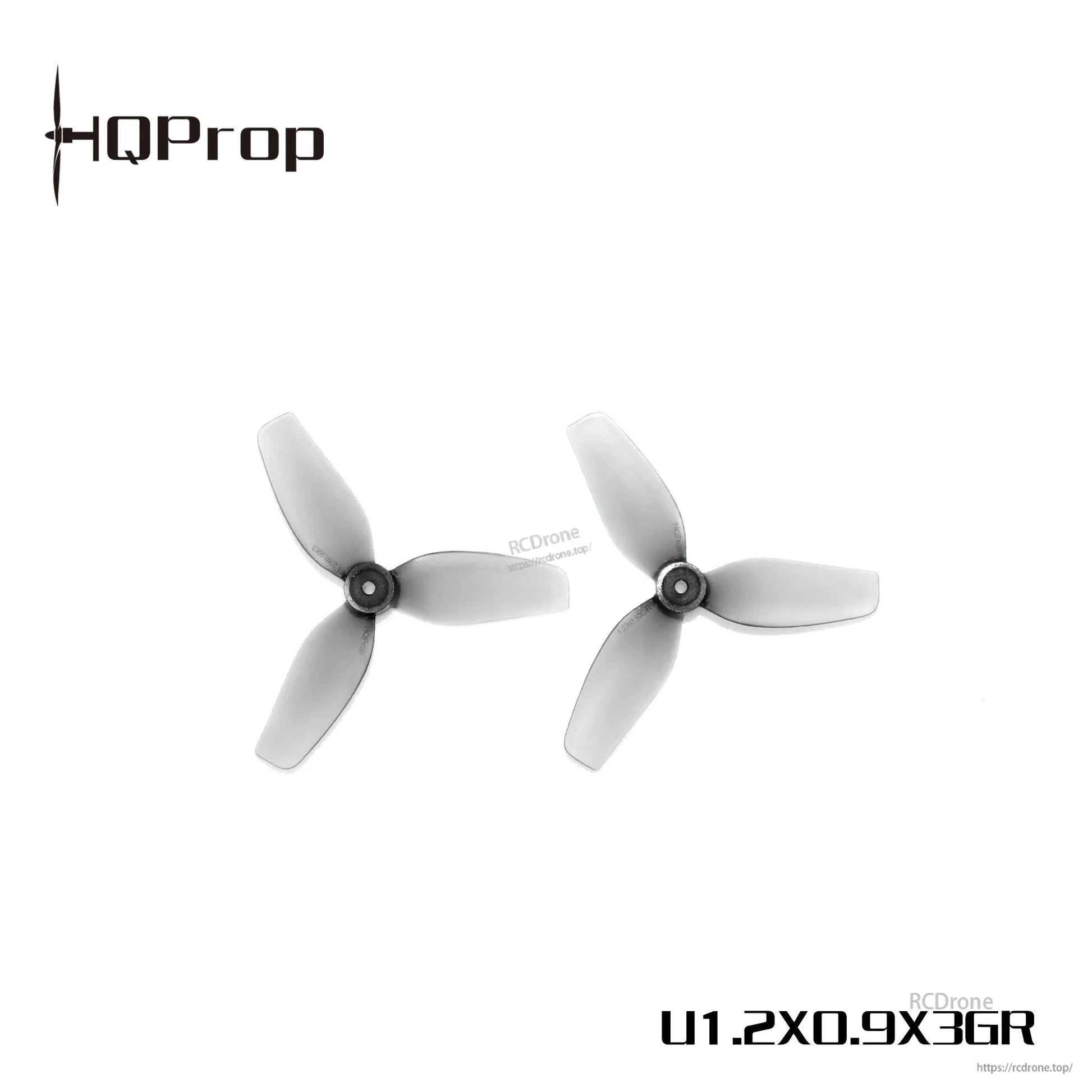 HQProp U1.2x0.9x3GR gray 3-blade micro whoop propellers pair, 31mm size, 1mm shaft