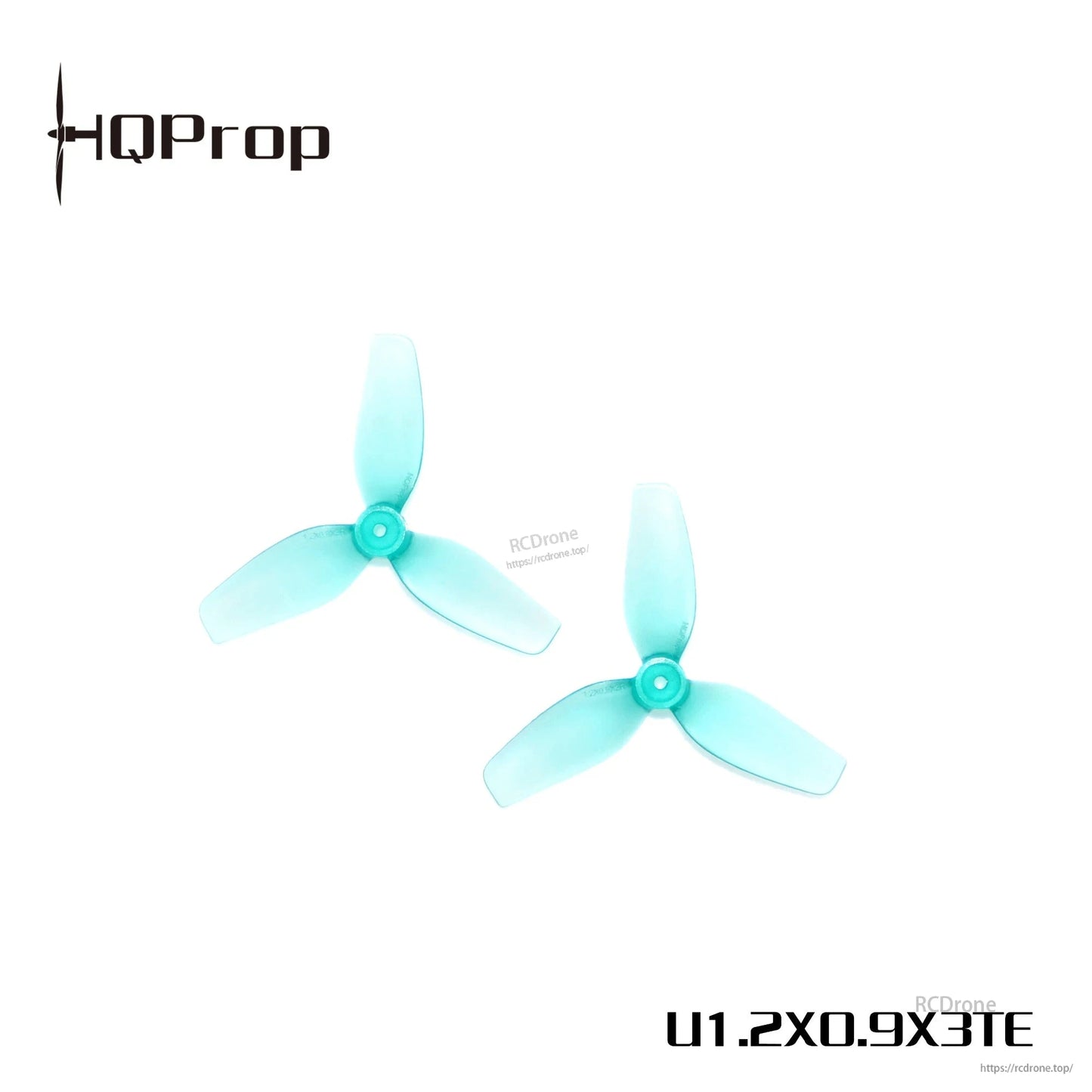 HQProp U1.2x0.9x3TE teal 3-blade propellers pair for 31mm micro whoop, 1mm shaft