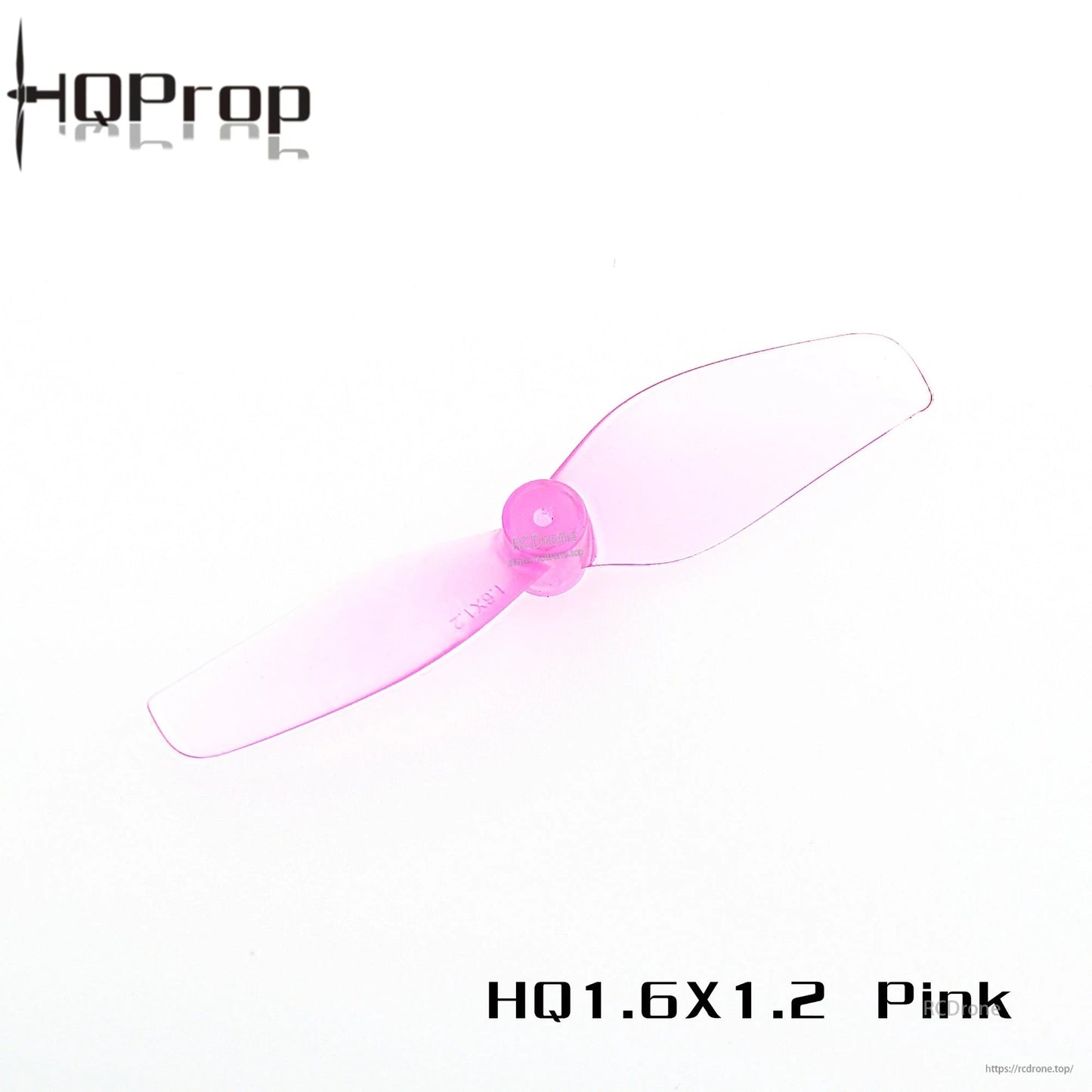 HQProp 1.6x1.2 pink 2-blade micro propeller, single prop view on white background