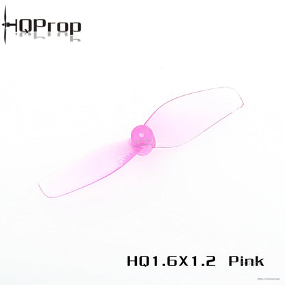 HQProp 1.6x1.2 pink 2-blade micro propeller, single prop view on white background
