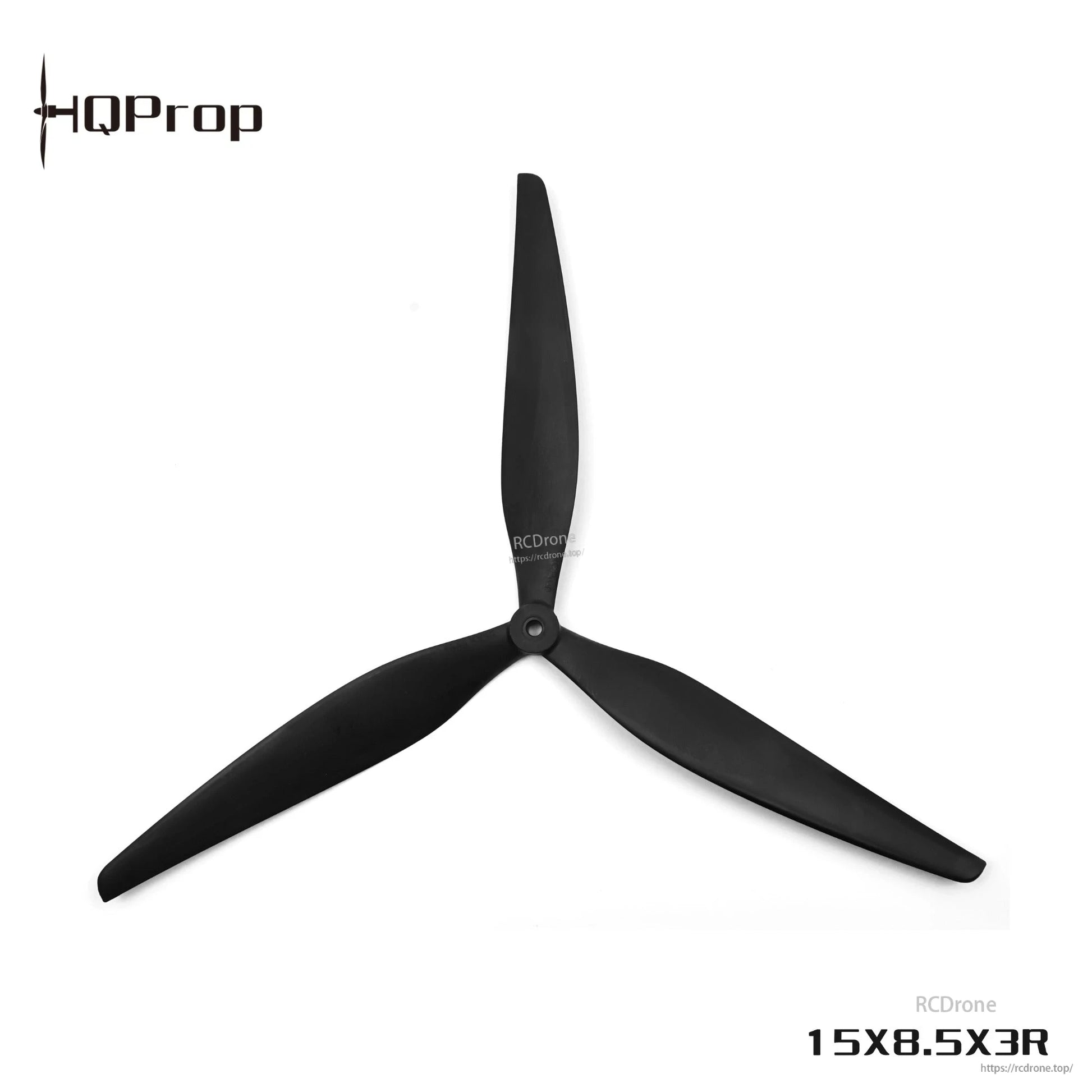 Three-blade propeller with central hub mounting hole, labeled 15X8.5X3R