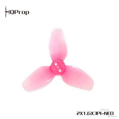 Single pink translucent three-blade propeller with HQProp logo and 2X1.6X3PI-NEO text