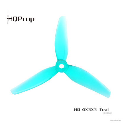 HQProp HQ4X3X3-Teal 3-blade propeller, standard rotation version, top view