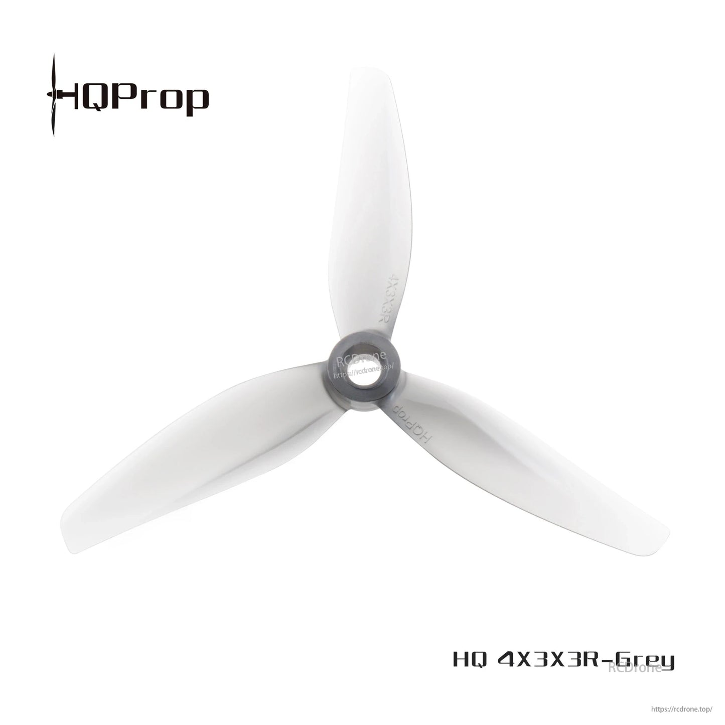 HQProp HQ4X3X3R-Grey 3-blade propeller, reverse rotation (R) version, top view