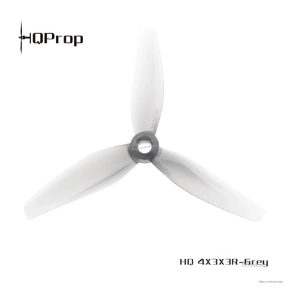 HQProp HQ4X3X3R-Grey 3-blade propeller, reverse rotation (R) version, top view