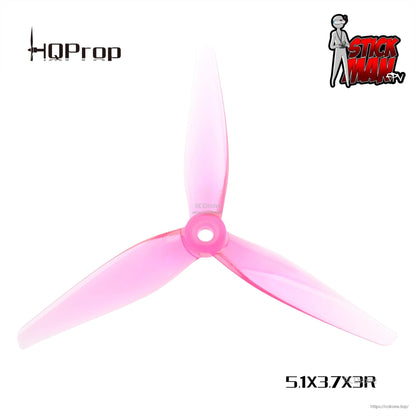 Single translucent pink 3-blade propeller labeled 5.1x3.7x3R, product graphic on white