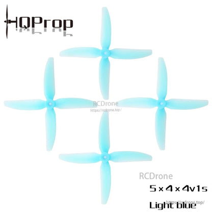 4-pack 5x4x4v1s 4-blade drone propellers in light blue color option