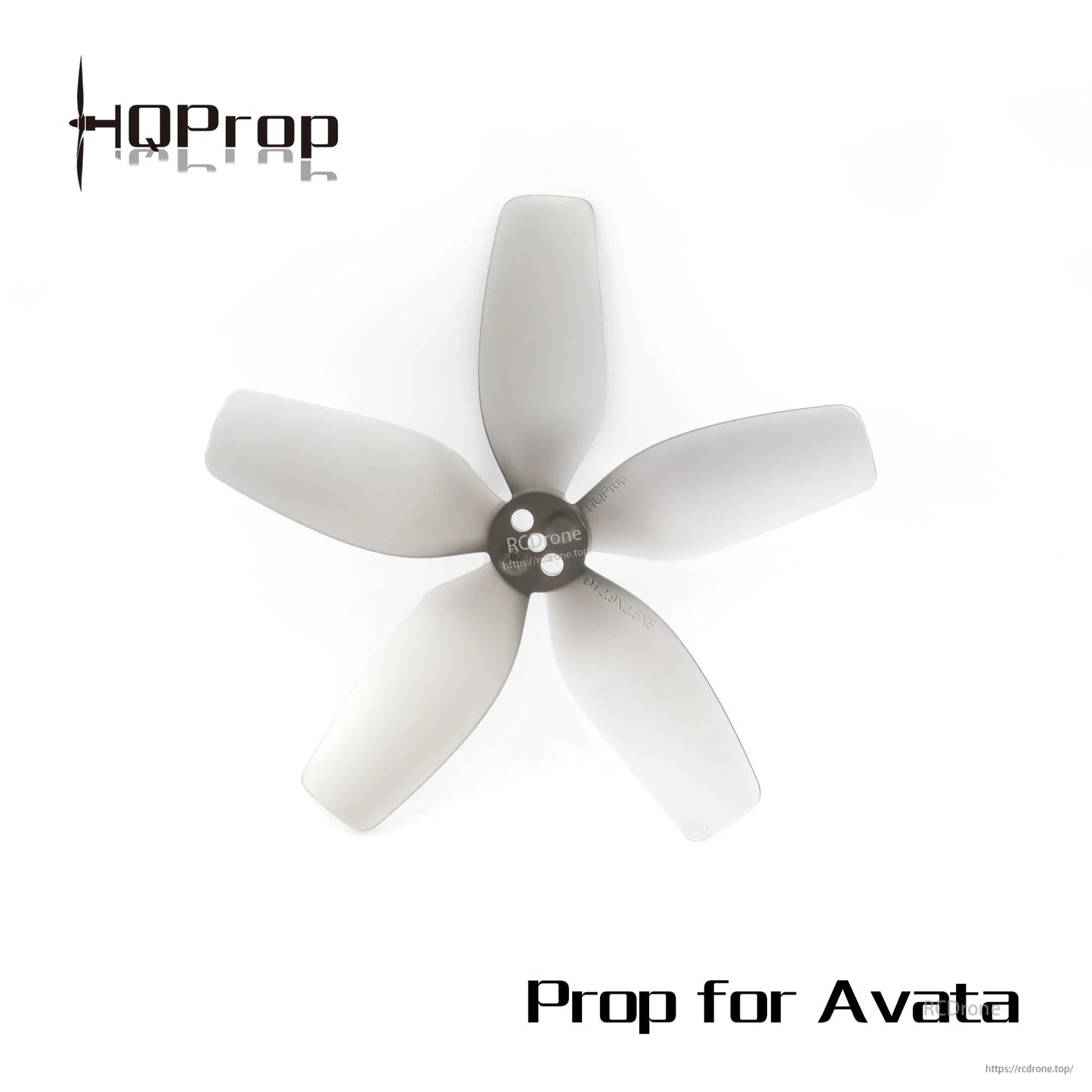 Single gray 5-blade propeller close-up showing hub and blade profile, HQProp DT2.9X2.5X5