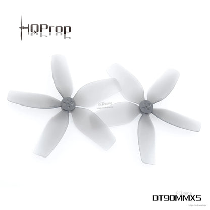 DT90MMX5 90mm five-blade cinewhoop propellers shown with model label and watermark