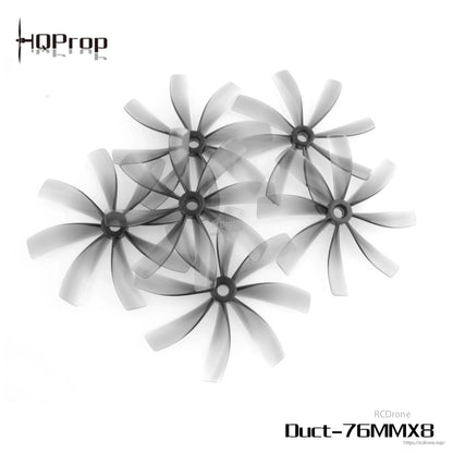 Set of four grey 8-blade propellers (2CW + 2CCW) shown together on white background