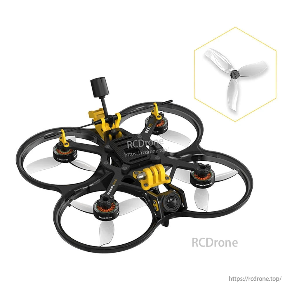 HQProp Duct-T90MMX3 90mm 3-Blade Ducted Propeller, Clear HQProp 90mm 3-blade ducted propeller, shown mounted in a cinewhoop-style quad duct