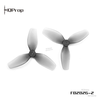 HQProp FB2826-2 propeller set, grey 3-blade CW and CCW pair with model marking visible