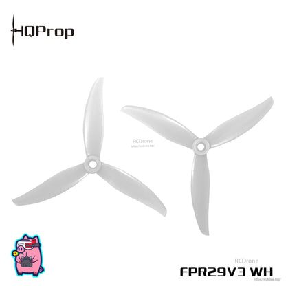 FPR29V3 WH white 3-blade propellers pair, top view on white background