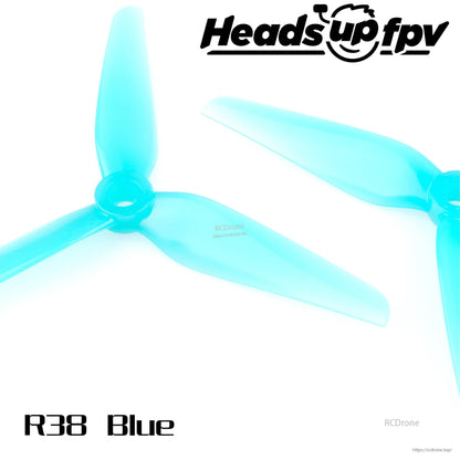 HeadsUp FPV R38 Blue 3-blade propeller close-up, 5.1 inch size
