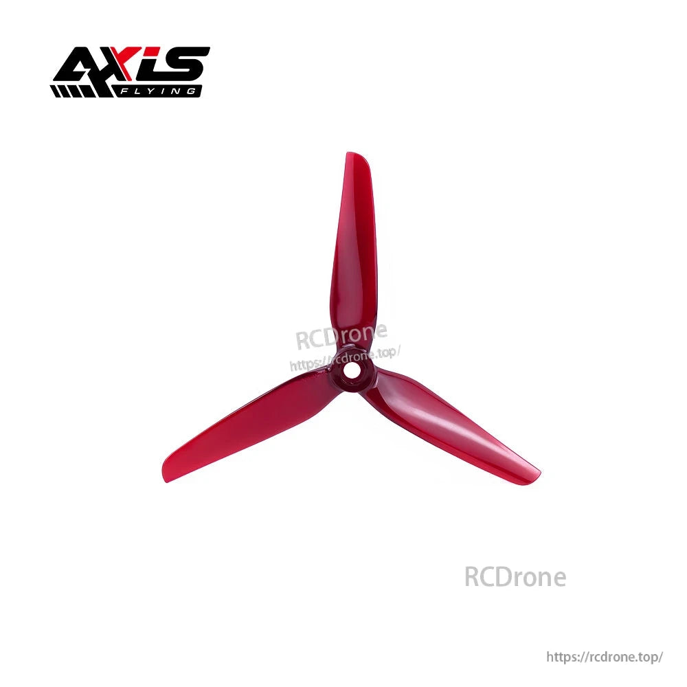 HQProp Manta 5 Pro FPV Propeller, Red three-blade FPV drone propeller with central hub opening, HQProp Manta 5 Pro style