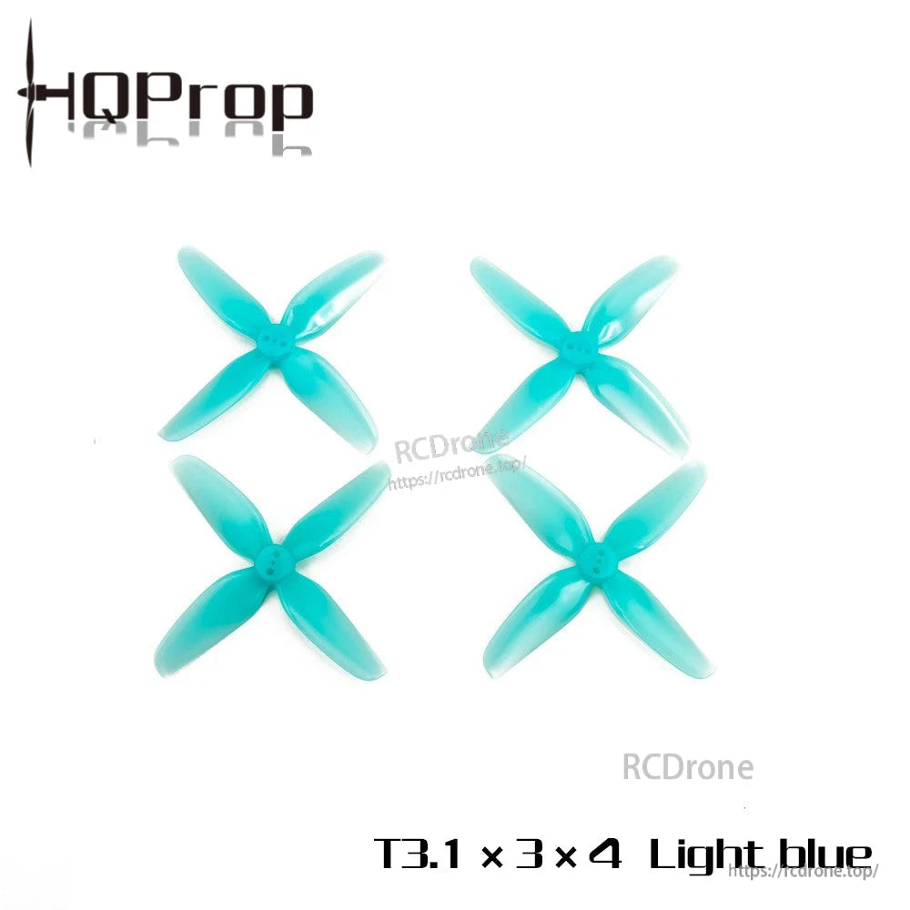 HQProp T3.1X3X4 Poly Carbonate Propeller, HQProp T3.1x3x4 light blue 3.1-inch 4-blade drone propellers set of four