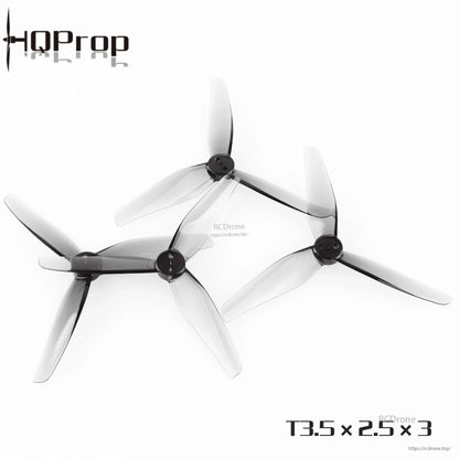 Set of smoke gray 3-blade FPV propellers shown together, T3.5x2.5x3
