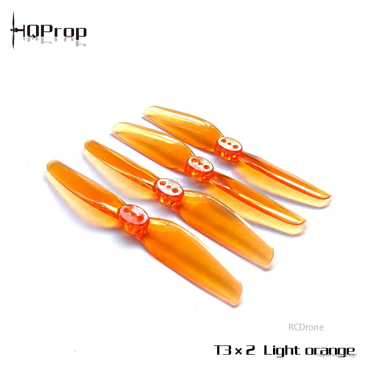 T3X2 light orange translucent propeller set, four 2-blade props with three-hole hubs