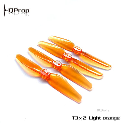 T3X2 light orange translucent propeller set, four 2-blade props with three-hole hubs