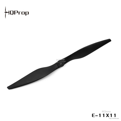 E-11X11 two-blade propeller with center hub close-up and watermark, black prop on white