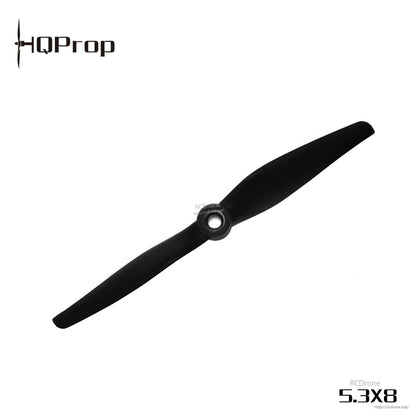 Black two-blade prop with 5.3x8 marking, centered hub detail on white background