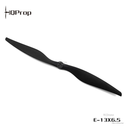 Black two-blade propeller with RCDrone watermark and E-13X6.5 marking