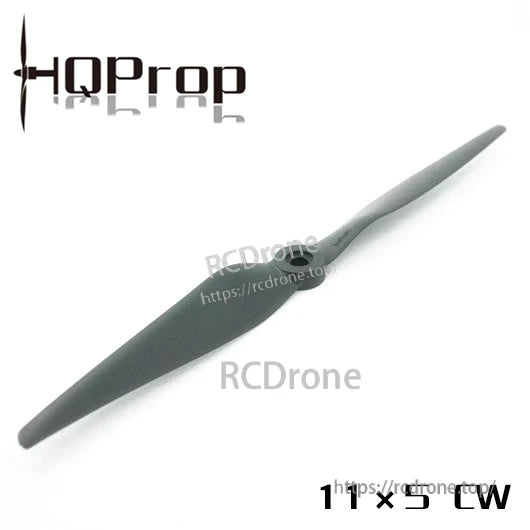 Two-blade gray pusher propeller showing thin blade profile and center hub, angled view