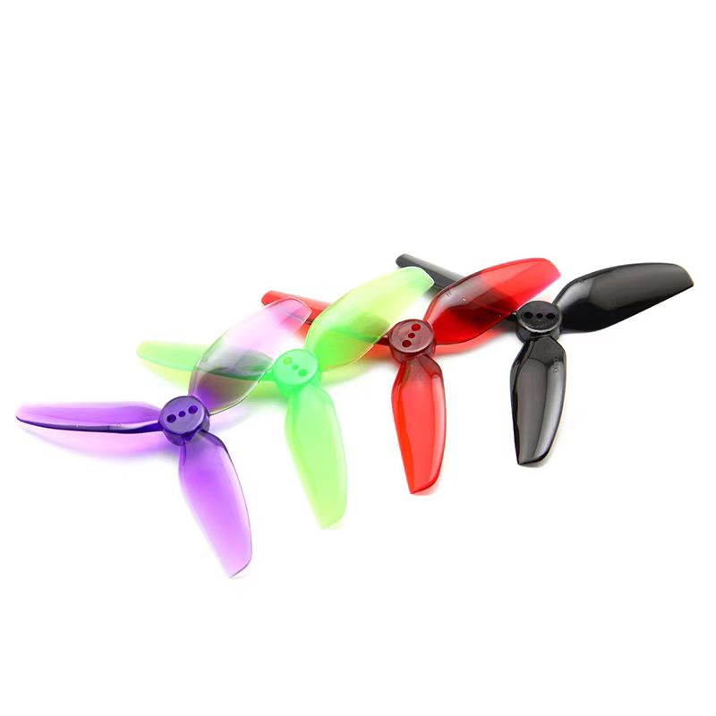 HQProp T3X3X3 3-inch 3-blade FPV propellers set in multiple colors with 1.5mm center hole