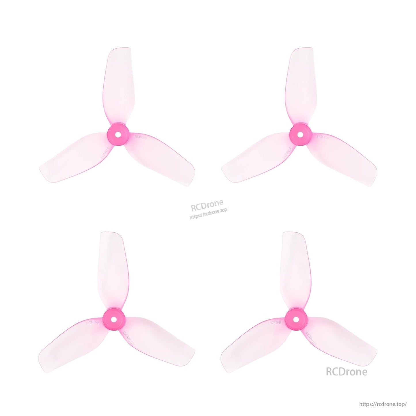 Pink translucent 3-blade micro drone propellers, set of four