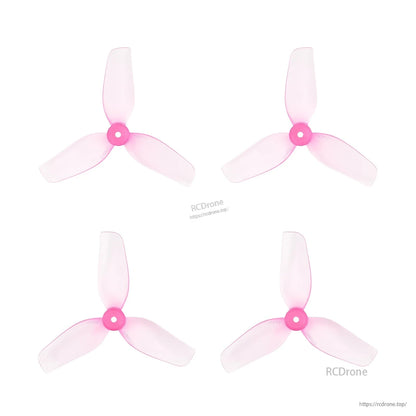 Pink translucent 3-blade micro drone propellers, set of four