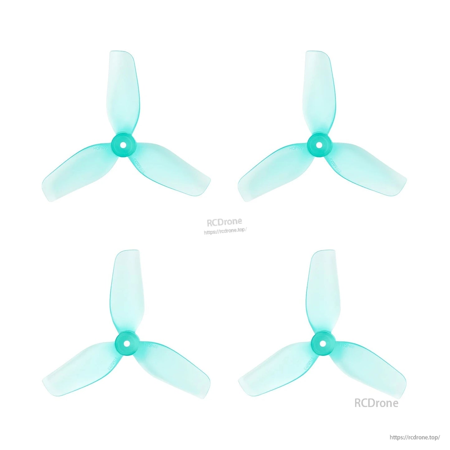 HQprop 31mm ultralight 3-blade propellers in teal, set of four