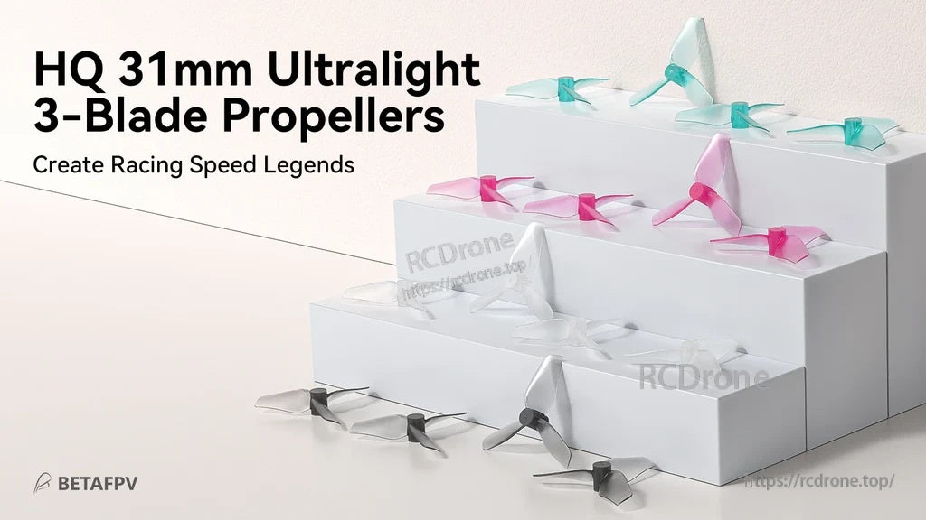 HQprop 31mm Ultralight 3-blade propellers in assorted colors for micro racing drones