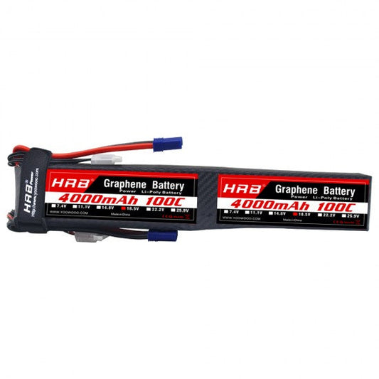 HRB Graphene 10S 4000mAh 37V 100C LiPo battery pack front view with label and EC5 lead