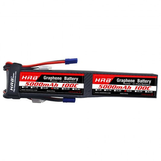 HRB Graphene 10S 5000mAh 37V 100C LiPo battery pack with EC5 connector and balance lead