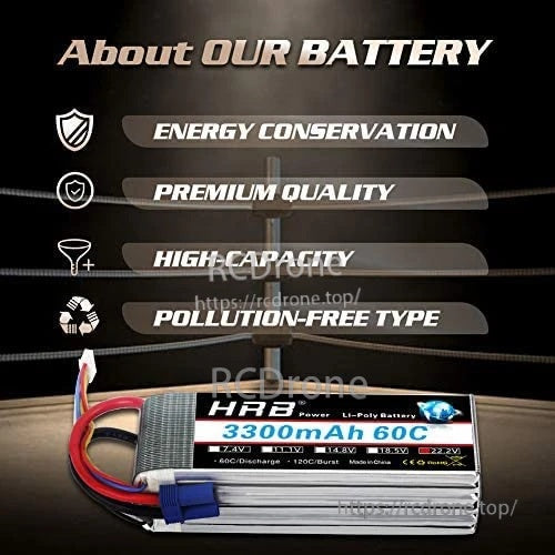 HRB 6S 3300mAh 22.2V 60C LiPo battery pack label and 120C burst rating callout