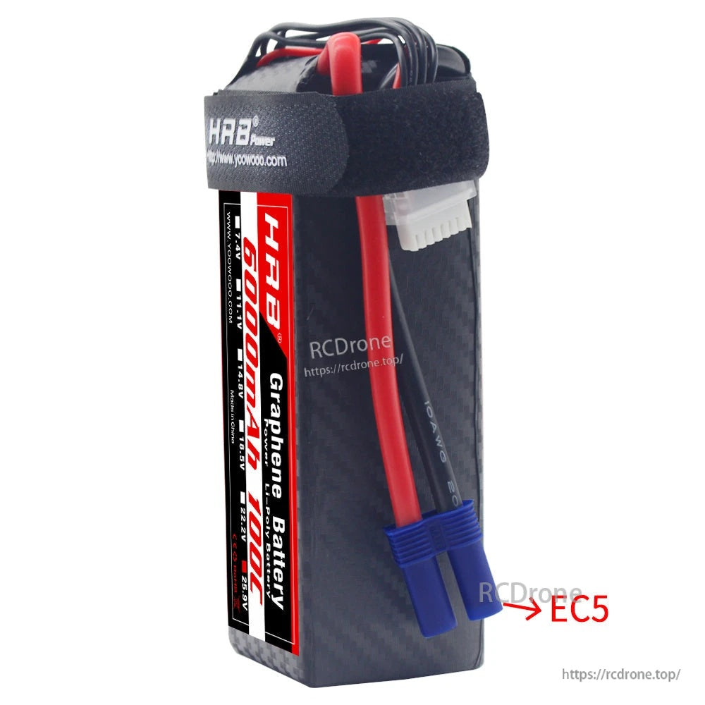 HRB Graphene 7S 6000mAh 25.9V 100C LiPo Battery pack with EC5 connector and balance lead