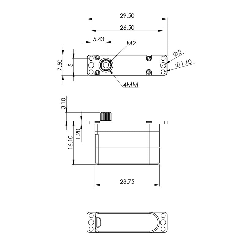 MKS HS75H Servo Motor Digital de Alto Voltaje, 4.0 kg-cm (55.5 oz-in) de torque, 0.087 s, 7.9 g