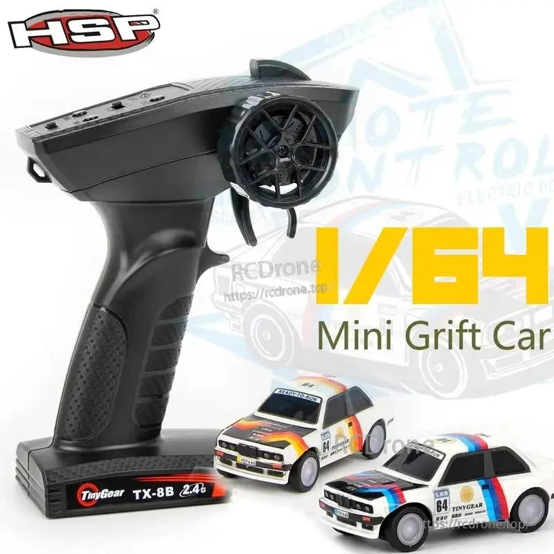 HSP TinyGear TX-8B 1/64 Rc Car, 2.4GHz Mini Drift Racing, 1.8 m/s, LED, RTR, 35min Runtime, Type‑C, <20m Range