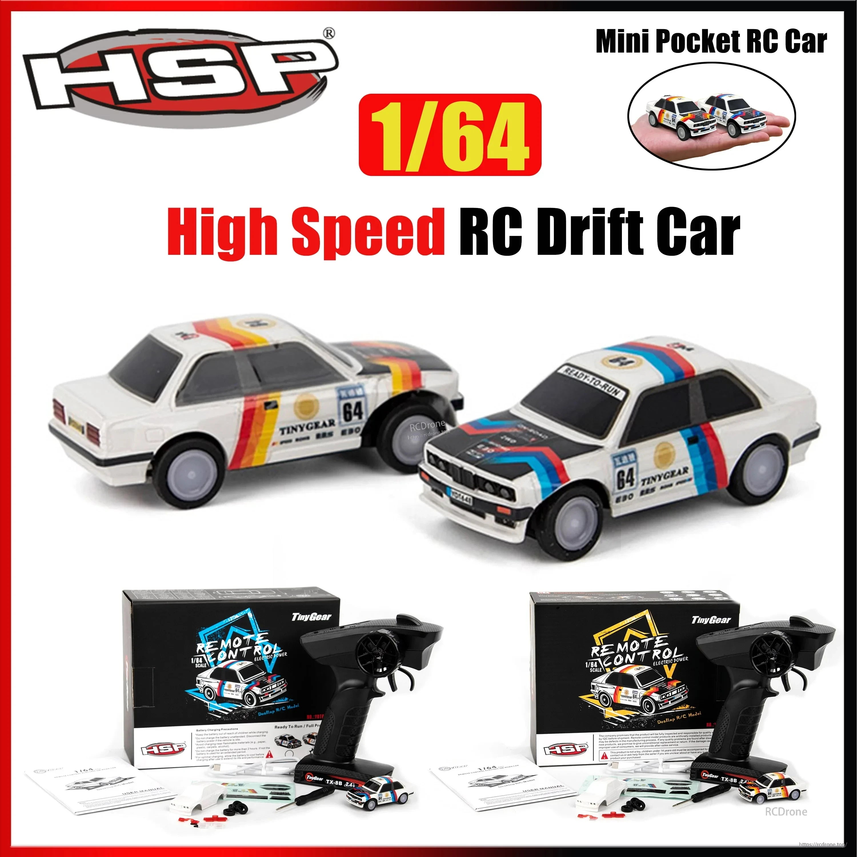HSP TinyGear TX-8B 1/64 Rc Car, HSP TinyGear TX-8B: 1/64 scale RC drift car, ready-to-run with controller, detailed decals, compact design—perfect pocket-sized fun. (23 words)