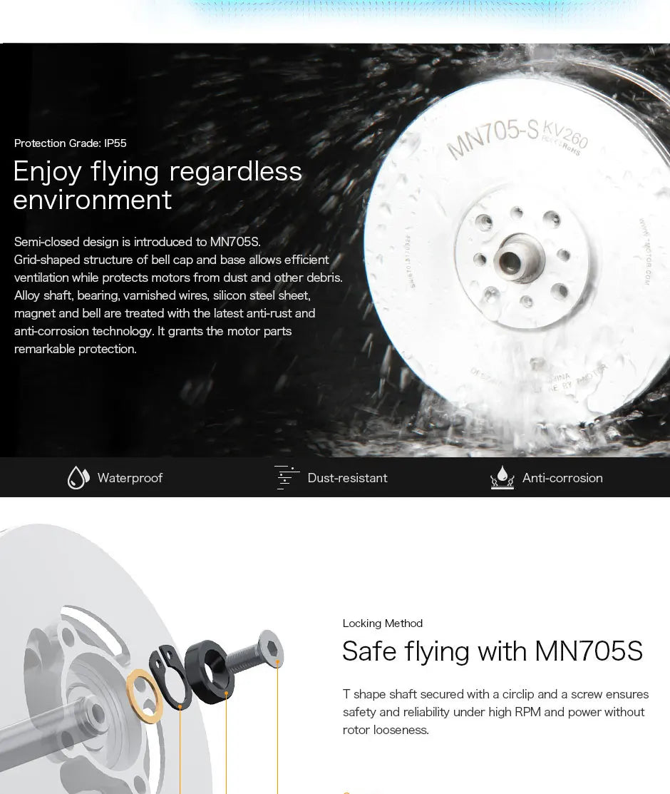 2Pcs/Set T-motor, grid-shaped structure of bell cap and base allows efficient ventilation while protects motors from dust