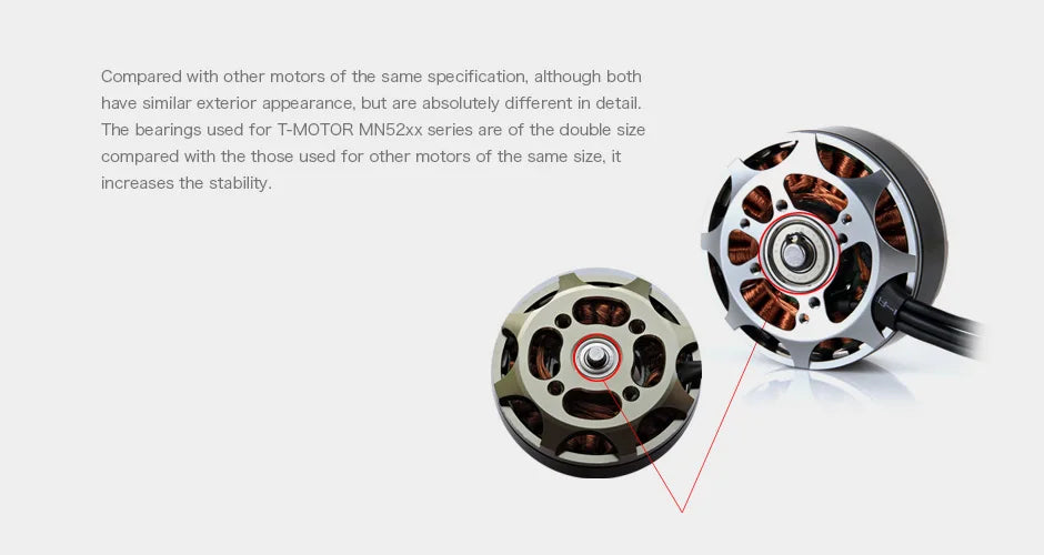 T-MOTOR MN5212 KV420 Brushless Motor 4.4KG Thrust for UAV drones quadcopter match 18 inch propeller 11 the bearings used for T-MOTOR MNSZxx series are of the double size
