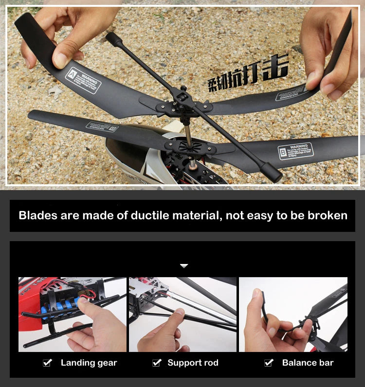 EN71 extra Large Rc Helicopter, Blades are made of ductile material, not easy to be broken . Landing