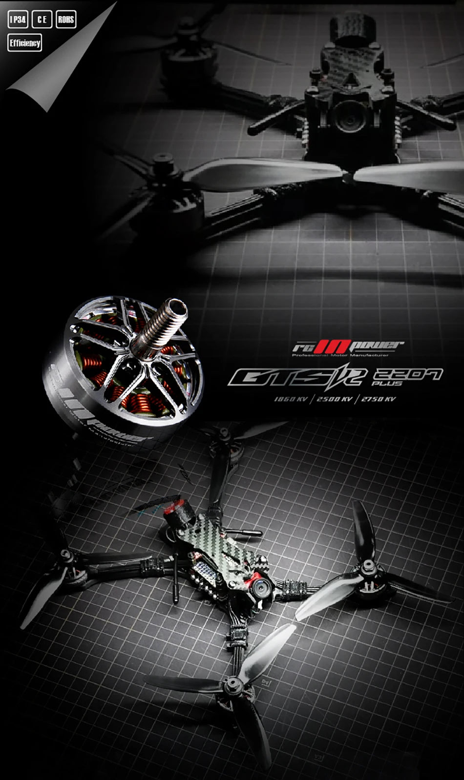 1Pcs/4Pcs Rcinpower GTS-V2 2207Plus 2207 2750KV 1960KV 4-6S Borstelloze Motor Voor Rc drone Fpv Quadcopter Onderdelen Diy Toebeh 10 31.5g ( 3cm draad) Pakket Inbegrepen