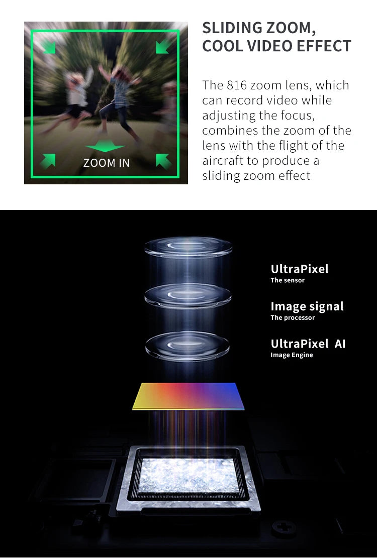 Visuo XS816 RC Drone - 50 Times Zoom 4K Dual Camera WiFi FPV Optical Flow Quadcopter Foldable Dron 22 Visuo XS816 RC Drone, the 816 zoom lens can record video while adjusting the focus