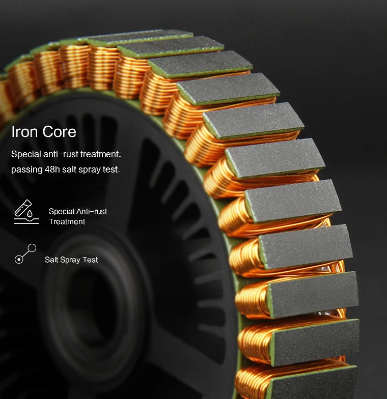 T-Motor, Iron Core Special anti-rust treatment: passing 48h salt spray test Special Anti-rust Treatment