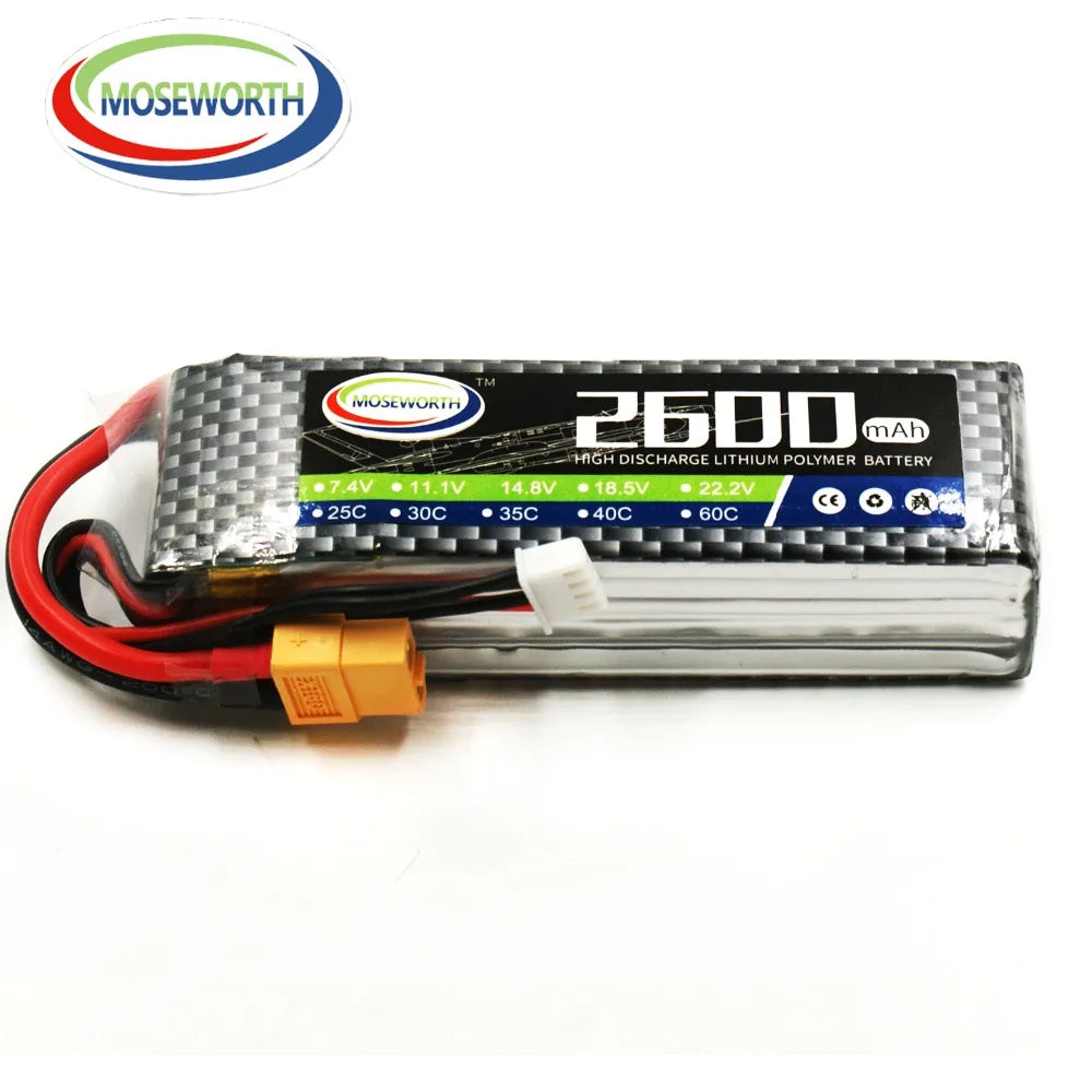 MOSEWORTH 3S 11.1V FPV Battery, mAh HGH DISCHARGE LITAIUM POLYMER BATTERY