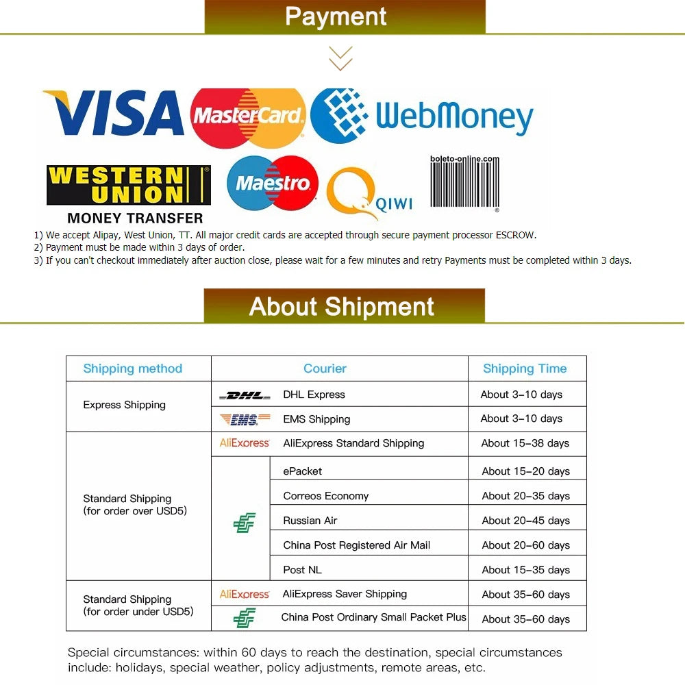 aeProduct.getSubject() Payment VISA Master cardy Webloney WESTERM Maestro UMON Qi